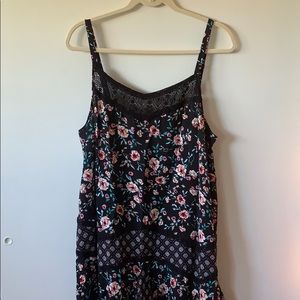 flower print flowy mermaid cut thin strapped dress